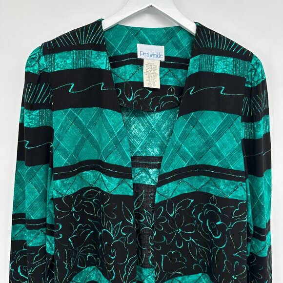 Vintage Jacket Cardigan Size 14 Open Front Long Sleeve Shoulder Pads Made in USA - Picture 4 of 9